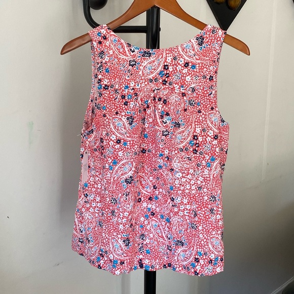 Time And Tru Womens Blouse Multicolor Paisley Sleeveless V Neck S 4-6 New - Picture 3 of 5